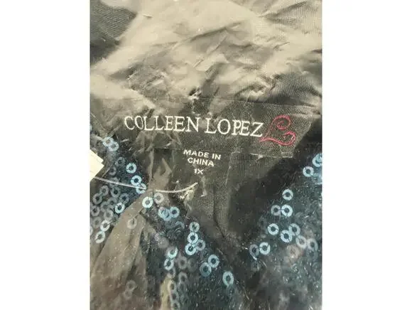 NWT Colleen Lopez Blue Sequin Moto Jacket Sparkly Evening Blazer Size 1X - Picture 4 of 4